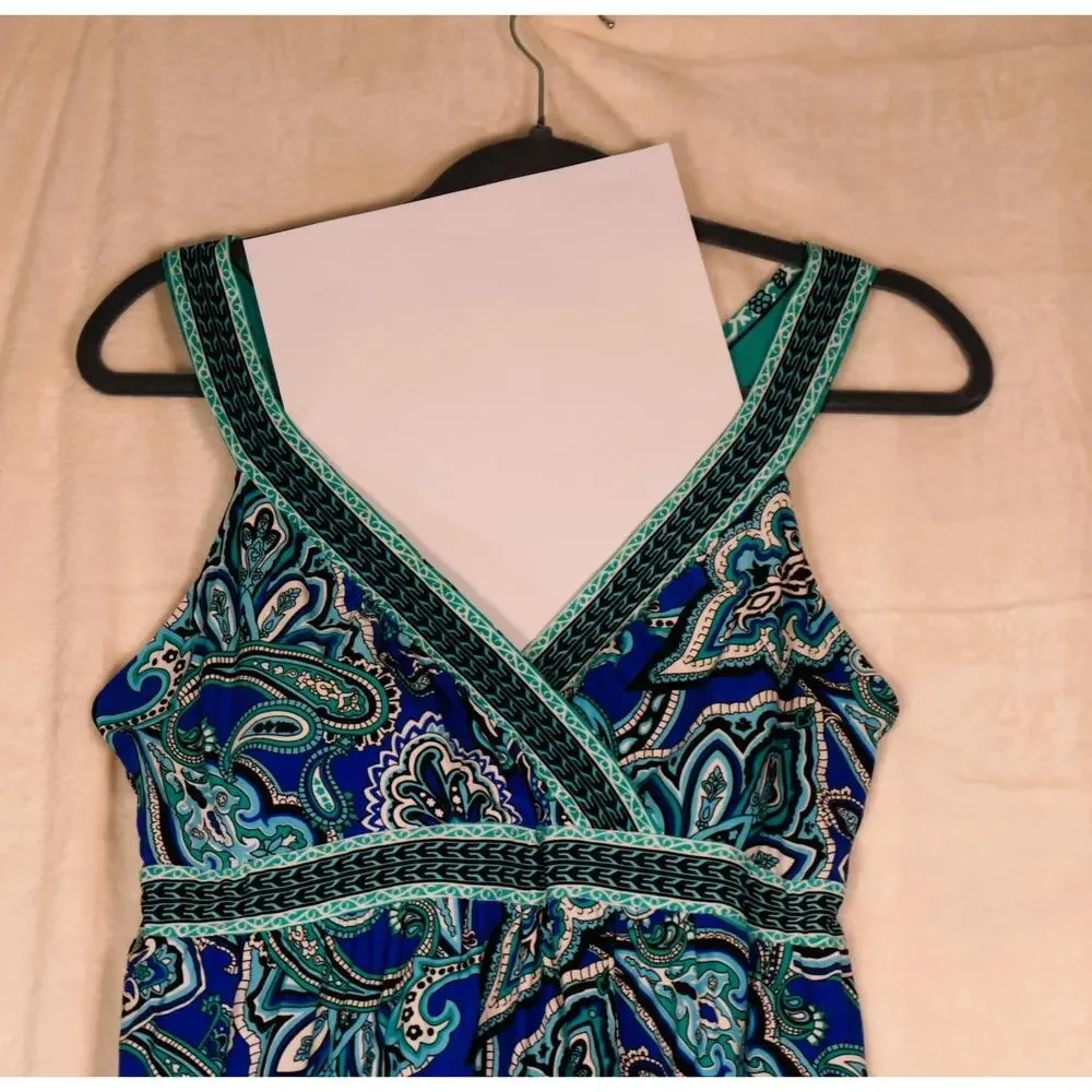 INC International Concepts Dress Womens Petite M Blue Paisley Maxi Strappy Boho - Picture 4 of 11